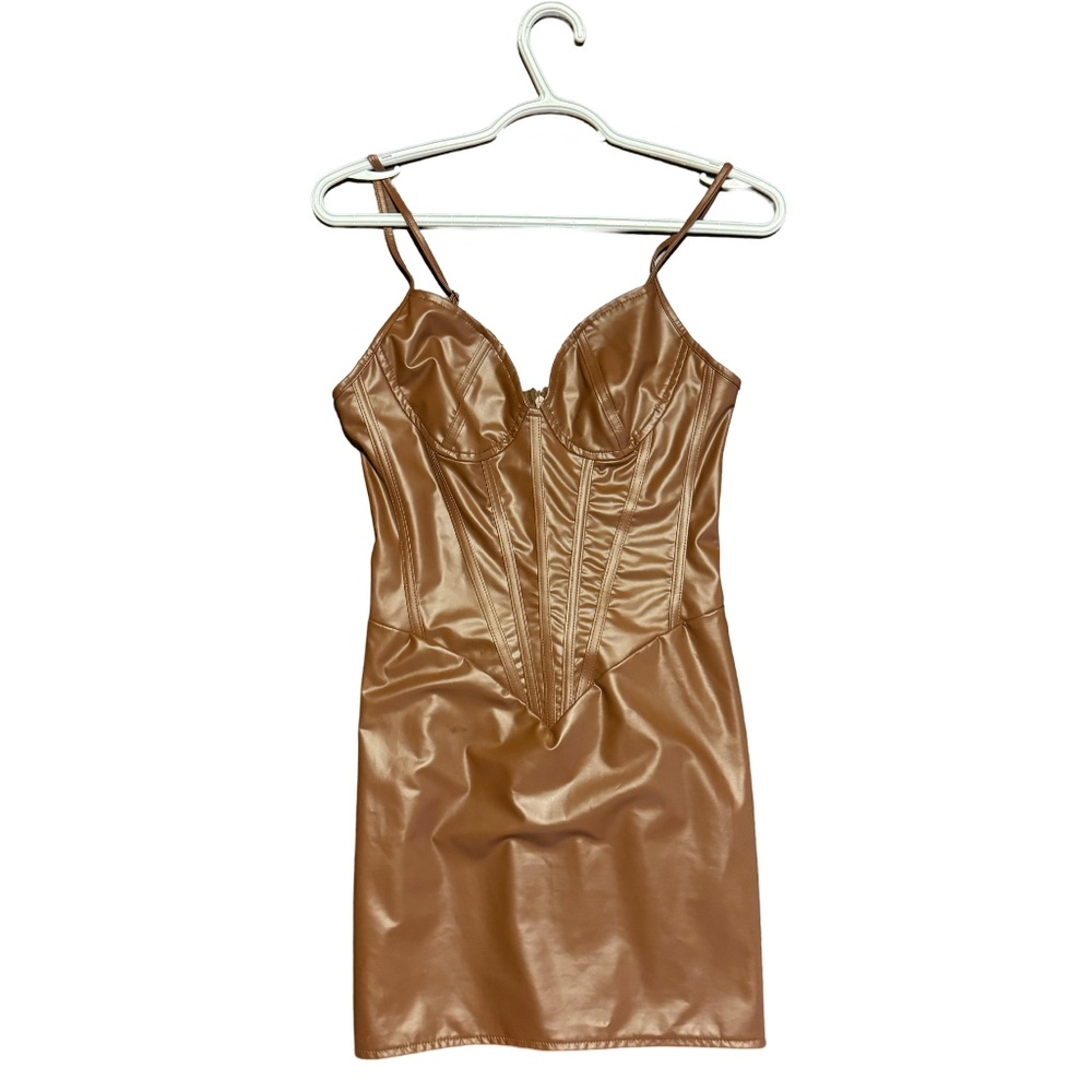 Latex Brown Mini Dress